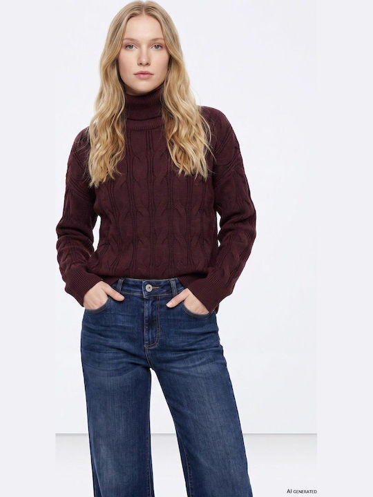Damen-Rollkragenpullover Warm Brown