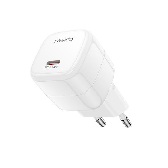 Yesido Ladegerät Ohne Kabel Mit USB-C-Anschluss 20 W Power Delivery / Quick Charge 2.0 / Quick Charge 3.0 Weiß (YC102)