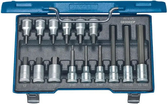 Gedore Дълга Шестостенна Вложка с Присъединителен Квадрат 1/2" Диаметър 1/2" / 19