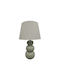Liberta Ceramic LED Table Lamp with White Shade and Green Base