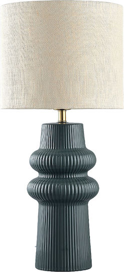 Liberta Ceramic Table Lamp with White Shade and Green Base