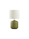 Liberta Ceramic Table Lamp with White Shade and Green Base