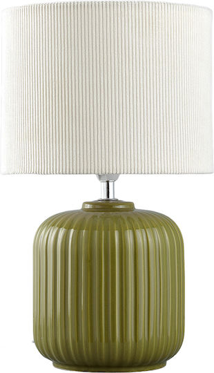 Liberta Ceramic Table Lamp with White Shade and Green Base