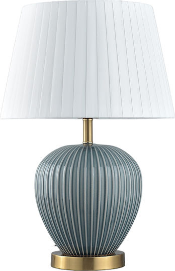 Liberta Ceramic Table Lamp with White Shade and Blue Base