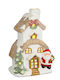 Edelman House Santa Christmas Illuminated Decorative House White Battery Operated 24x17x11.5cm