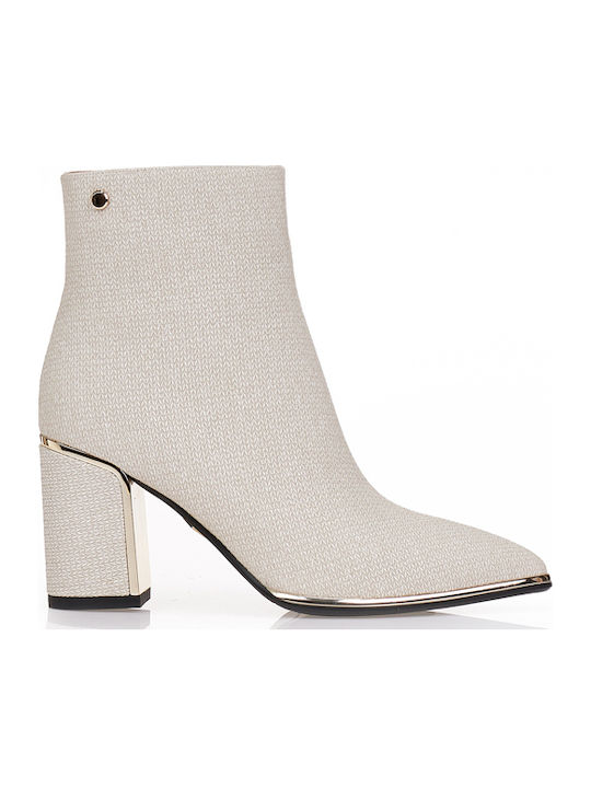 Damen-Stiefeletten mit Hohem Absatz Beige