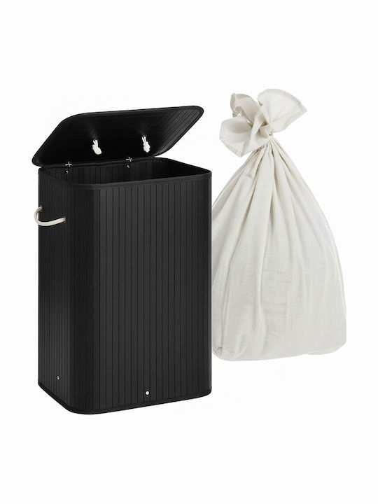 Relaxdays Bamboo Laundry Basket 80 L 60x40x30cm Black