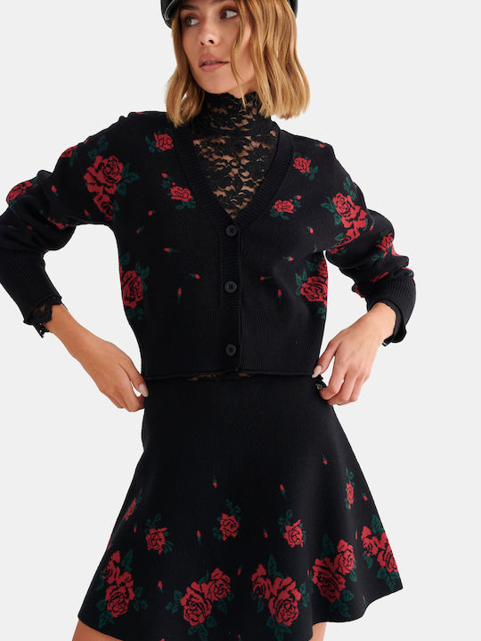 Minirock Floral Schwarz