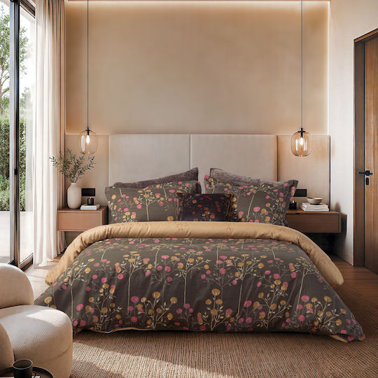 Nef-Nef Homeware Audrey Super-Double Fitted Bed Sheet Set 160x200+35cm Brown (4pcs)