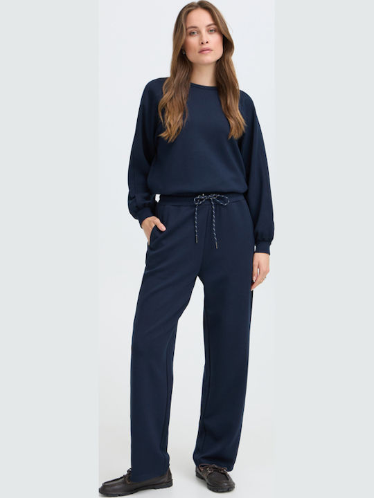 Women's Fabric Trousers Dark Saphire