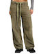 Women's Corduroy Cargo Trousers in a Relaxed Fit Oil Green
