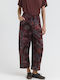 Women's Fabric Trousers in Balloon Fit Floral Wine
