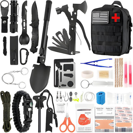 Kit de Supraviețuire Multifuncțional 92 în 1 cu Rucsac, Zola, pentru Camping, Pescuit, Drumeții și Prim Ajutor, Set de Pescuit, Aprinzător de Foc și Unelte Universale