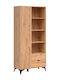 Библиотека Ludale 116 Черен, Дъб Артисан 90x41x132 см