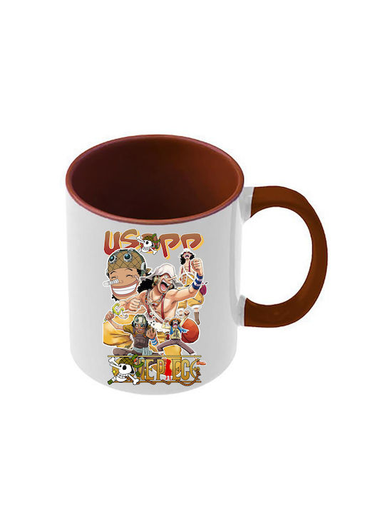 Чаша One Piece с кафява дръжка и кафява вътрешност