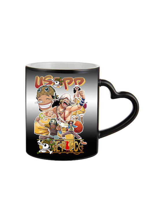 Вълшебна Черна Чаша One Piece със Сърцевидна Др...