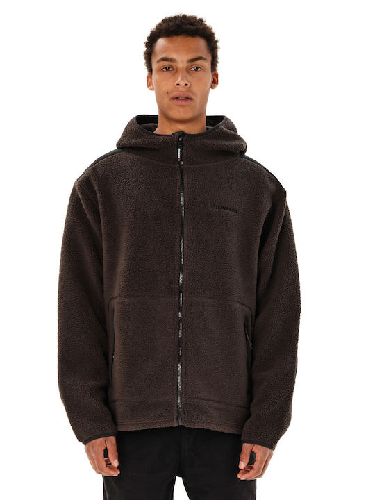 Herren-Fleecejacke mit Kapuze Braun