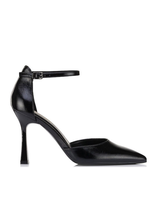 Black Pointed Toe Heels with Strap
