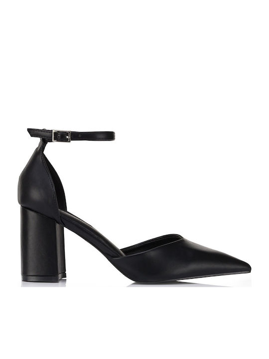 Sweet Shoes Остри Обувки на Ток с Каишка Черни