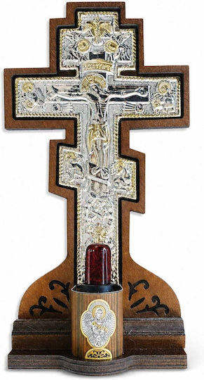 Elektrische Vigilöl-Lampe Kreuz mit Gekreuzigtem 11,5 × 25 cm