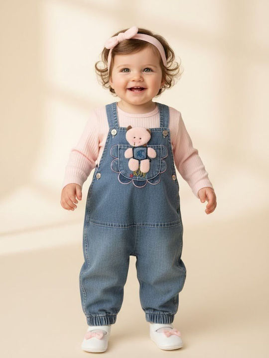 Kinderbekleidungsset mit Latzhose 2-tlg. Rosa