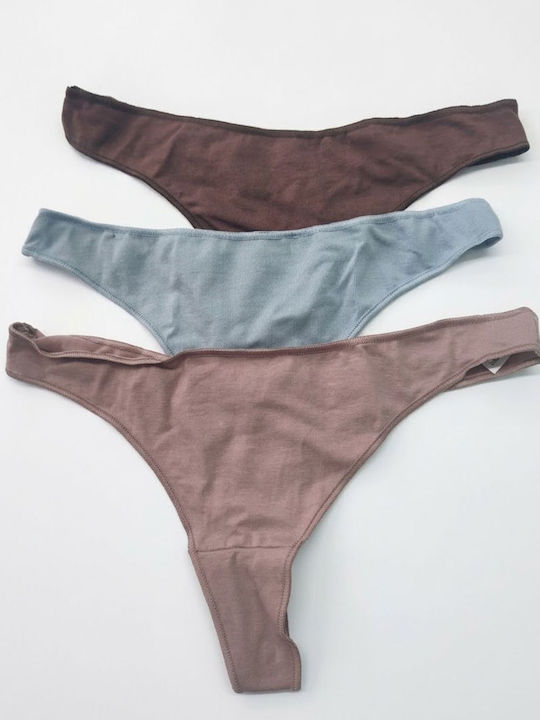Cotonella Γυναικεία String 3Pack Πολύχρωμα