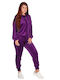 Lila Samt-Trainingsanzug-Set