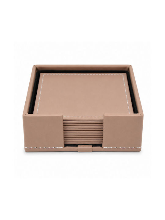 Ankor Artificial Leather Coasters with Pink Sta...