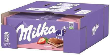 Milka Milchschokolade Erdbeer-Joghurt 100 g 22 Stück