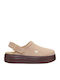 Leather Winter Women's Slippers Beige