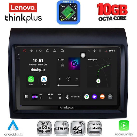 Lenovo Автомобилна аудио система за Peugeot Boxer Fiat Ducato Citroen Jumper BMW X2 / X6 2011-2021 (Bluetooth/USB/WiFi/GPS/Apple-Carplay/Android-Auto) със Сензорен екран 9"