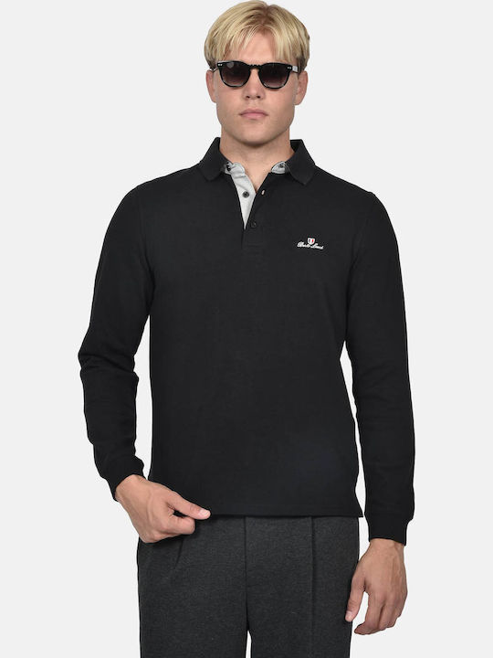 Berto Lucci Long Sleeve Polo Shirt Black