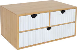 Relaxdays Bamboo Drawer Organizer Box 15x30x20 Cm White-brown