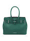 Petrolblaue Damen-Schultertasche aus Leder