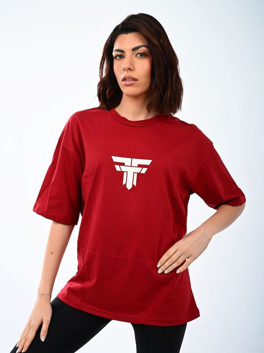 FFT Wear Damen Oversized T-Shirt Burgunderrot
