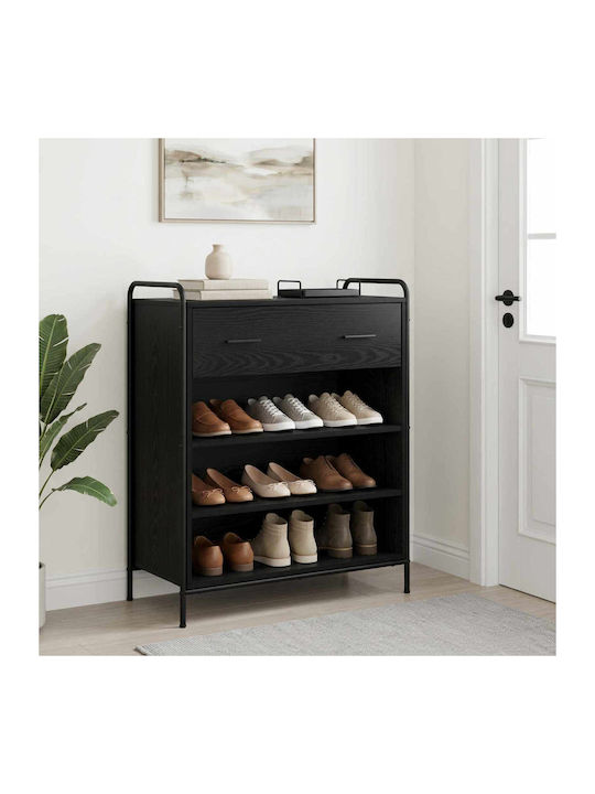 Дървен шкаф за обувки Черен Д76xШ36,5xВ93cm