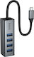 Hoco HB1C 4-Port USB 3.0 Hub with USB-C Connection Grey