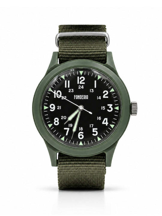Women's 41mm Battery-Powered Watch with Green Fabric Strap