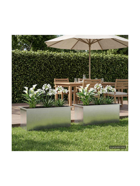 vidaXL Set of 2 Silver Metal Planters 40x40 cm