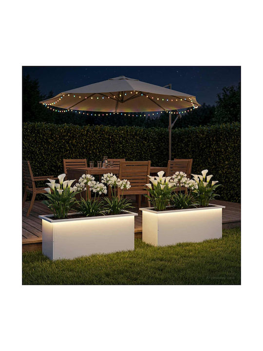 vidaXL Set of 2 Metal Planter Boxes White 40x40 cm