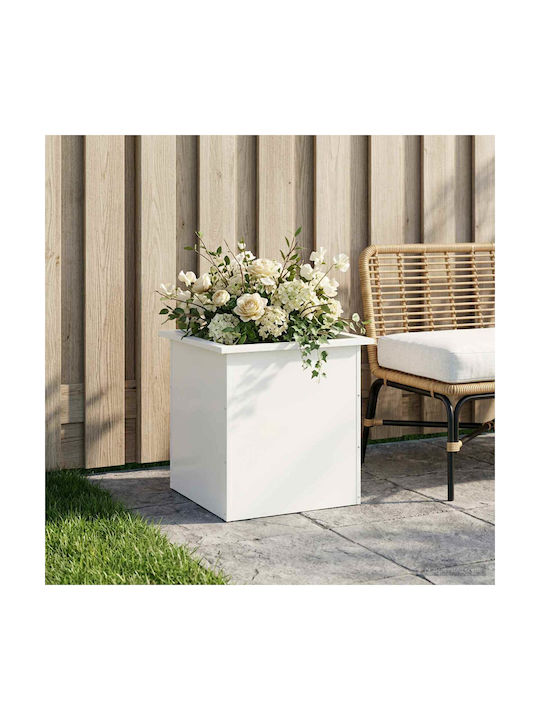 vidaXL Ζαρντινιέρα Μεταλλική Λευκή 50x50x48εκ.