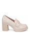 Patent Leather Pumps with Chunky Medium Heel Beige WD-YL255-27LF-BEIGE