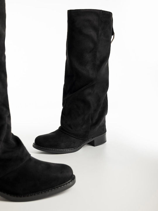 Bozikis Suede Γυναικείες Μπότες Μαύρες