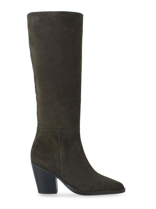 Wildleder Damenstiefel mit hohem Absatz Braun