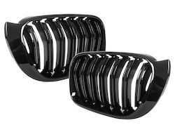 Bmw X4 F26 14-17 Grilles Between Headlights Kidneys Left + Right Set Black Glossy Double Bar Bmw X4 F26 14-17 Grilles Between Headlights Kidneys Left + Right Set Black Glossy Double Bar