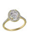 Rosette Single Stone Ring in 14K Gold with Zircon