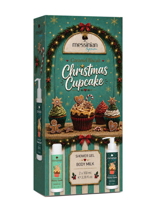 Messinian Spa Christmas-Cupcake-Hautpflegeset zur Körperreinigung Caramel Biscuit 2 Stück