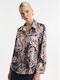 Long Sleeve Women's Satin Shirt Brown