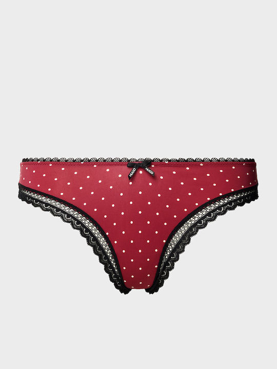 Hugo Damen-String mit Spitze Bordeaux