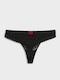 Damenstring mit Spitze Black